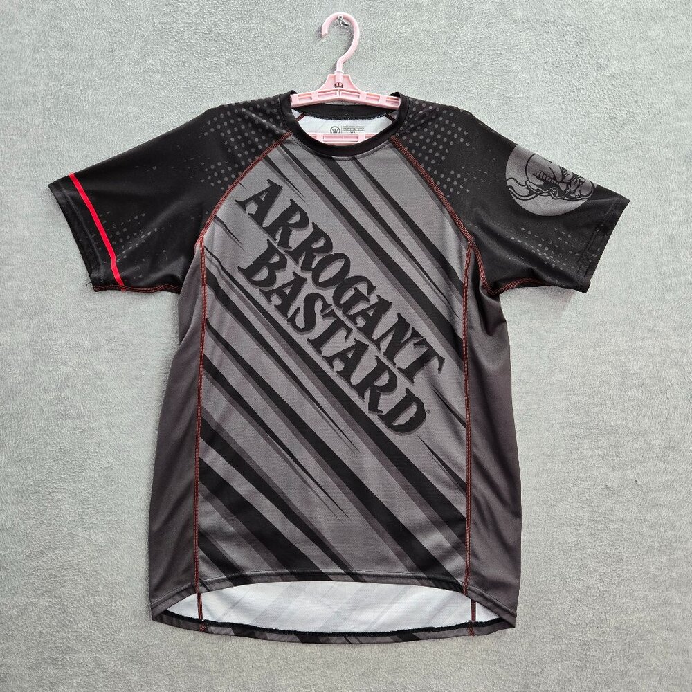 Canari Men Shirt XL Black Striped Arrogant Bastard Cycling‎ Short Sleeve